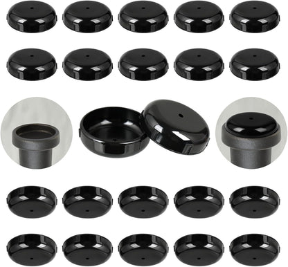 Wrought Iron Patio Furniture Feet Caps - Furnigear 1-1/2" Round Plastic Outdoor Chair Leg Caps, Floor Protectors for Metal Chairs & Tables, Patio Furniture Replacement Rubber Feet (24 Pack, Black)