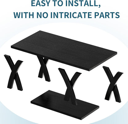 47” Wood Coffee Tables for Living Room Rustic Stands with Storage Shelf Black Coffee Tables for Living Room Farmhouse Center Stands with Shelf Farmhouse Rectangle Center Table