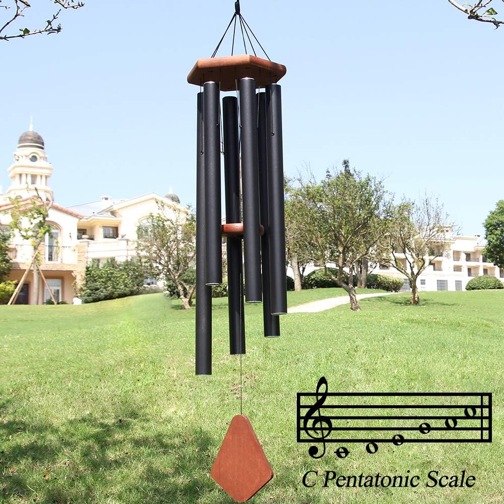 Wind Chimes for Outside Large Deep Tone, 44 Inch Black Memorial Windchimes, Outdoor Wind Chimes Gifts for Housewarming, Mother's Day, Christmas, Patio Garden Yard Decoration