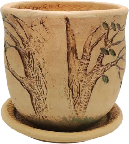 Ceramic Pot with Drainage Hole and Saucer, Plant Pots, Modern Decorative Planters for House Plants Indoor Flowers Plants, Cute Flower Pot - Gifts (Hedgehog (0.7 L))