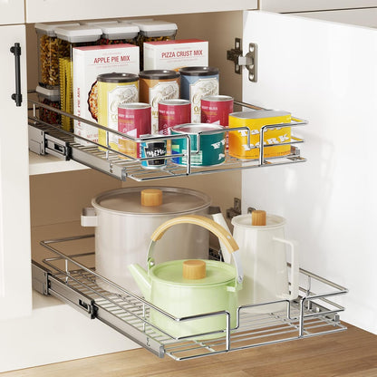 LOVMOR Pull Out Cabinet Organizer 10½"W x 21½"D, Kitchen Cabinet Pull Out Shelves Slide Out Storage…