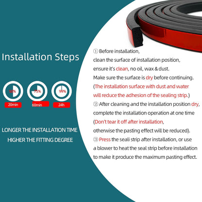 Rectangle Foam Rubber Seal, Self-Adhesive EPDM Foam Rubber Weather Stripping for Boat, Auto, RV, Marine, Garage Doors/Window and More, W:0.5"; H:0.25"; L:26Feet