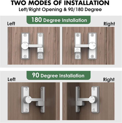 Barn Door Lock Latch, 90/180 Degree Flip Sliding Door Latch for Garage, Bedroom, Cabinet, Sturdy Zinc Alloy Security 90 Degree Lock (White-1 Pc)