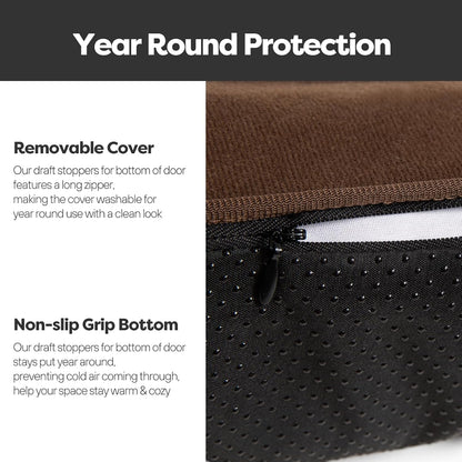 Weighted Door Draft Stopper for Front Door, Easy to Use Heavy 38 Inch Door Bottom Winter Cold Air Draft Blocker, for Exterior, Apartment, Back Door, Fits Door Gap Up to 3”, 2.2lb