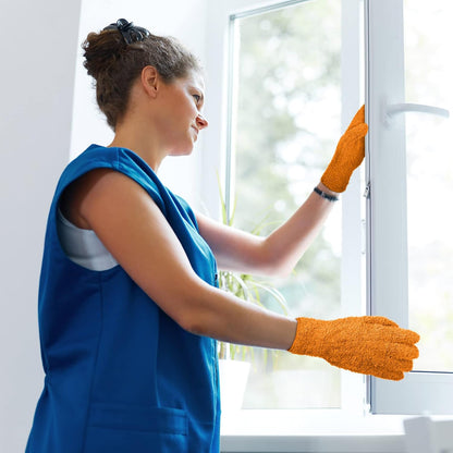 Patelai 3 Pairs Microfiber Plant Dusting Gloves Leaf Cleaning Gloves for Indoor Plants, Blinds, Furniture, House(Small,Orange, Brown, Dark Gray)
