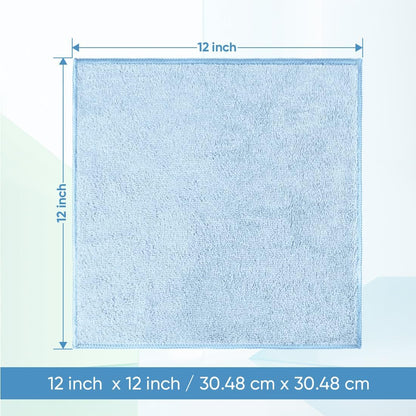 HOMEXCEL Microfiber Washcloths 12 Pack, Highly Absorbent and Soft Face Towel, Multi-Purpose Wash Cloths for Bathroom, Gym, Hotel, Spa and Kitchen, Multicolor 12x12 Inch, Blue