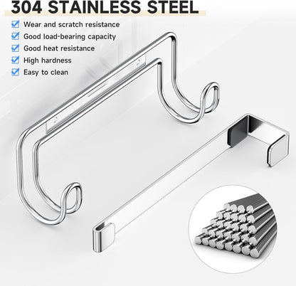 Over The Door & Wall Mount Ironing Board Hanger with Removable Hook, Metal Ironing Board Holder Organizer Wall Rack for Y & T Shaped (Silver)