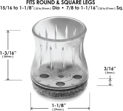 Slipstick GorillaFelt Chair Leg Floor Protectors for Hardwood Floors, Clear Sleeve Felt Pads for Furniture That Stay On, Fits Round & Square Legs, Includes 8 Premium Transparent Chair Socks, CB184