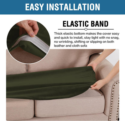 H.VERSAILTEX Velvet Stretch Individual Couch Cushion Cover Plush Cushion Slipcover for Loveseat Sofa Cushion Furniture Protector Seat Cushion Sofa Cover (1 Piece Sofa Cushion Cover, Olive)