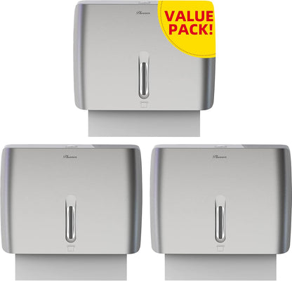 Multifold Paper Towel Dispenser Wall Surface Mounted Compatible with Manual Z Fold C Folded Tri Fold Dispensing for Home Bathroom Case of 3 Dispenser