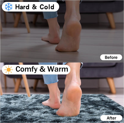 Rezutan Rugs for Living Room, Area Rug 6x9 Fluffy Rug Carpet, Soft Shaggy Modern Floor for Kids Boys Girls Bedroom, Plush Fuzzy Dorm Rug,Blue Gray