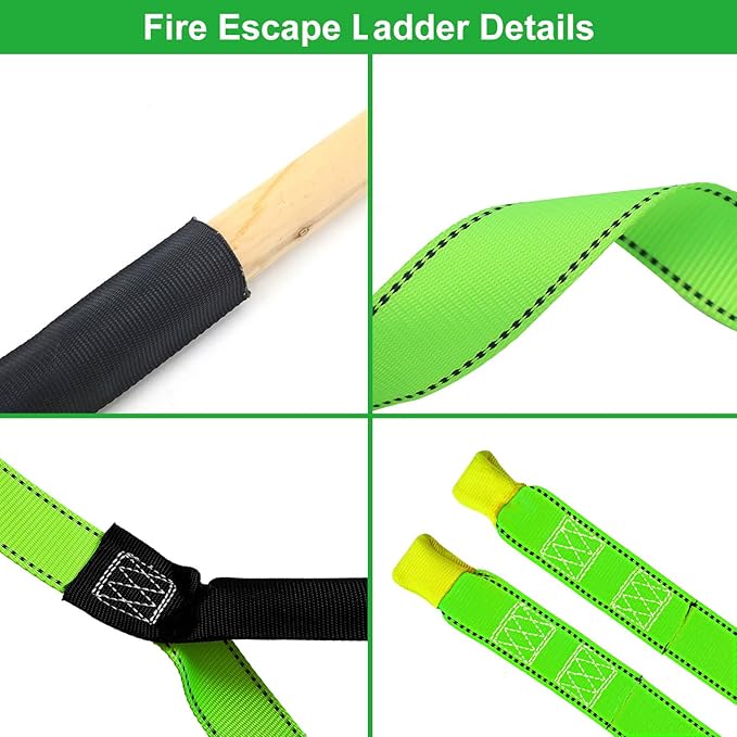 Fire Escape Ladder, 32.8 Feet Emergency Fire Ladder, 3-5 Story Homes Reusable Safety Rope Ladders for Kids and Adults