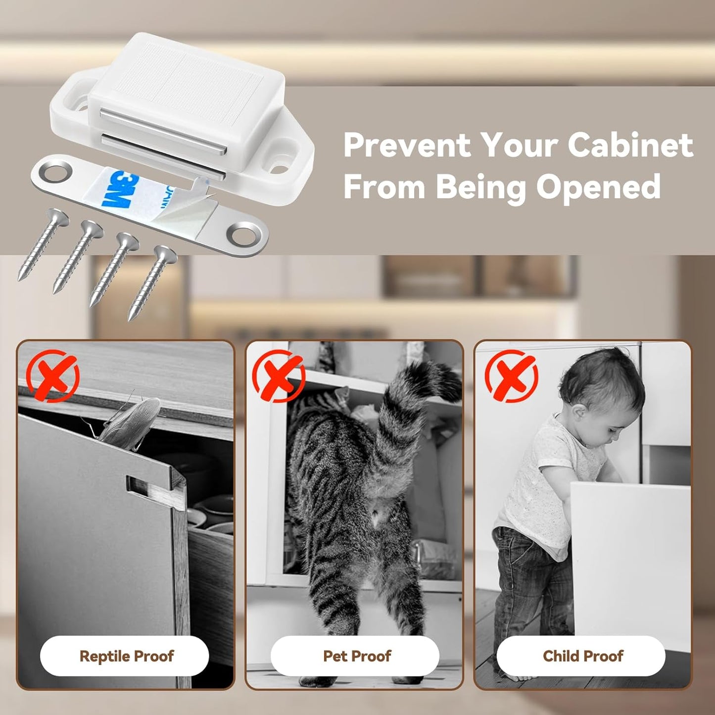 Cabinet Magnetic Catch Door Latch 30LB for Kitchen Drawer Magnets to Stay Closed Magnetic Catch Closet for Drawer（White 6 Pack）