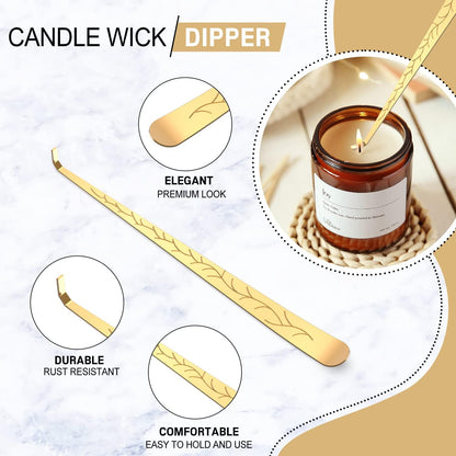 6 in 1 Candle Accessory Set,Candle Wick Trimmer Cutter,Candle Wick Dipper,Candle Wick Snuffer, Rechargeable Candle Lighter,Storage Tray Plate,Tweezers,Stainless Steel Candle Care Kit Home Gift(Gold)