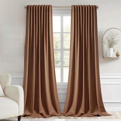MIULEE Back Tab Blackout Curtains 120 Inch Long 2 Panels Set for Living Room Bedroom, Rod Pocket/Pinch Pleated Extra Long Thermal Insulated Room Darkening Light Blocking 10FT Drapes, Cappuccino Brown