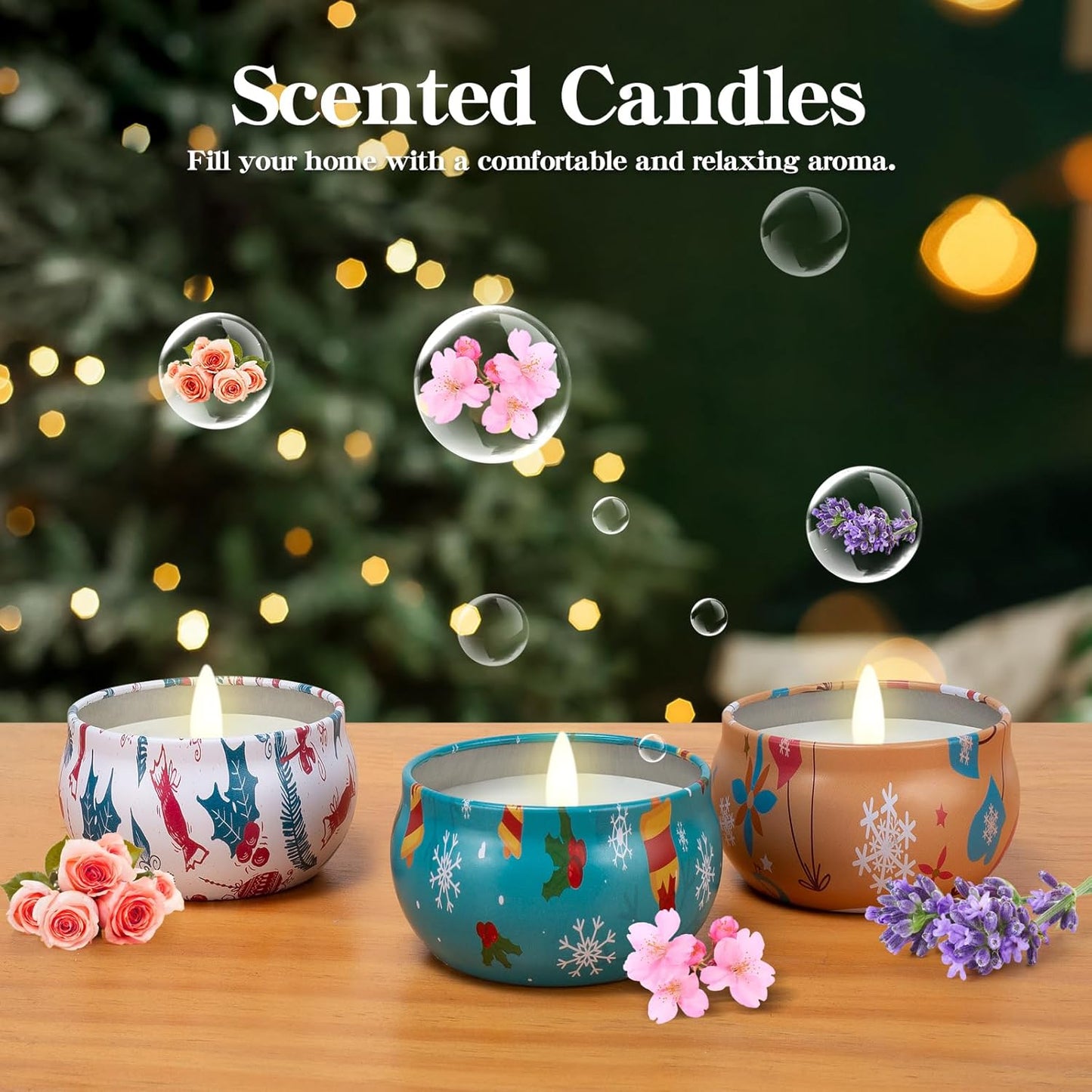 New Year's Candles Set Gift, Super Value 3 Pack 2.5 oz Aromatherapy Candles for Home Scented, Christmas Candles Gifts for Women, 3 Fragrant Scented Candles Set Can Meet Your Various Needs