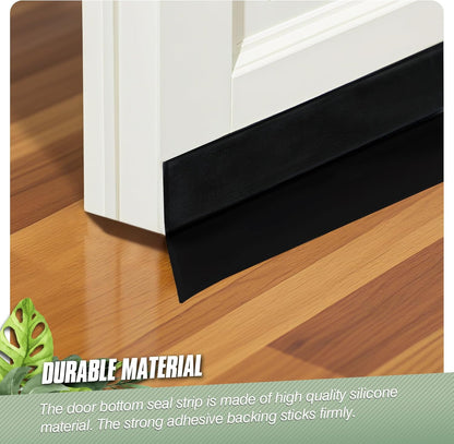Silicone Weather Stripping Door Seal Strip, 16.4 Feet Self Adhesive Sealing Sticker Sealing Tape for Door Draft Stopper Adhesive for Doors Windows Shower Glass Gaps (Black, Width 45mm)