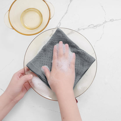 Homaxy 100% Cotton Waffle Weave Kitchen Dish Cloths, Ultra Soft Absorbent Quick Drying Dish Towels, 12 x 12 Inches, 8-Pack, Grey