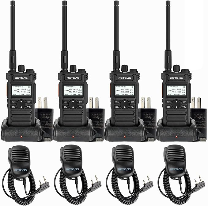 (2nd Gen RT86) Retevis RT86S Walkie Talkies with Shoulder Mic, Long Range 2 Way Radio with LCD Screen, Group Call, Type-C Charging, NOAA, Heavy Duty Two Way Radio, Business Radio for Industry(4 Pack)