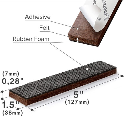 Non-Slip Furniture Grips: 8 Pcs Rubber Pads 1.5' x 5' by X-PROTECTOR Ideal Floor Protectors
