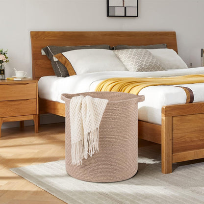 OIAHOMY 80L Laundry Hamper, Storage Basket with Handles, Laundry Basket For Toys, Pillows, Blankets,Clothes-20x18in-Brown