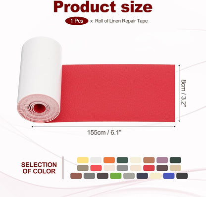 PATIKIL Leather Patches Tape for Furniture, 3.2 x 61 Inch Self Adhesive Vinyl Leather Repair Kit Cover Sheet for Couch, Sofa, Car Seats, Office Chair, Chinese Red