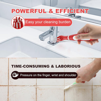 Rechargeable Electric Cleaning Brush with 4 in 1 Multiple Brush Heads and USB Cable, Indoor Household Cordless Motorized Brush for Bathroom Toilet Kitchen Tile Crevice (White & Red)