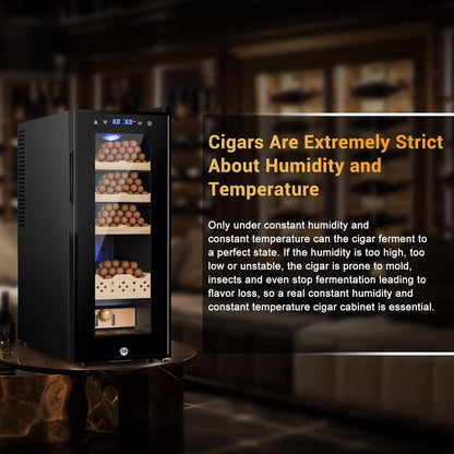 Cigar Electric Humidor, 35L 250 Counts Large Capacity Thermostatic Electric Cigar Cooler Cabinet with Digital LED Screen, Safety Lock,Smart Humidity & Temp Control, Gifts for Men