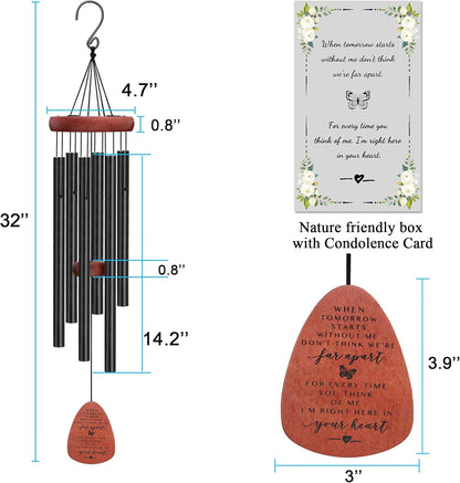 Memgift Memorial Wind Chimes for Outside – Sympathy Gift for Loss of Loved One, Outdoor Keepsake in Memory of Family, Garden Decor