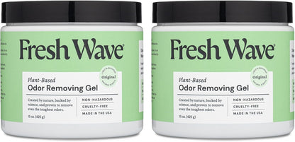 Fresh Wave Odor Removing Gel, 15 oz., Pack of 2 - Odor Absorbers for Home, Safer Odor Relief, Natural Plant-Based Odor Eliminator, Every 15 oz. lasts 30-60 Days, For Cooking, Trash & Pets