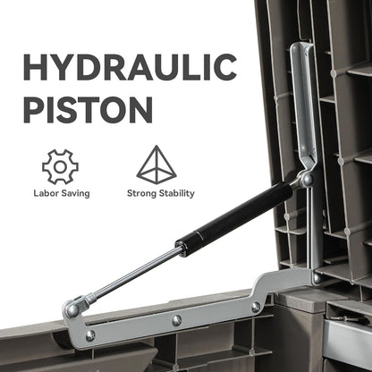 YITAHOME 120 Gallon Large Deck Box, Resin Outdoor Storage Box for Outdoor Pillows, Garden Tools and Pool Supplies, Waterproof, Lockable, Taupe