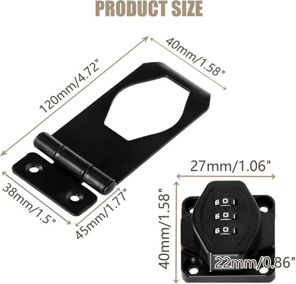 Password Rotary Hasp Locks, Digit Combination Lock Door Security Slide Latch Door Lock for Drawers, File Cabinets, Cabinets, Interior Doors, Barns, Garage Doors, Fence (5 Inch)