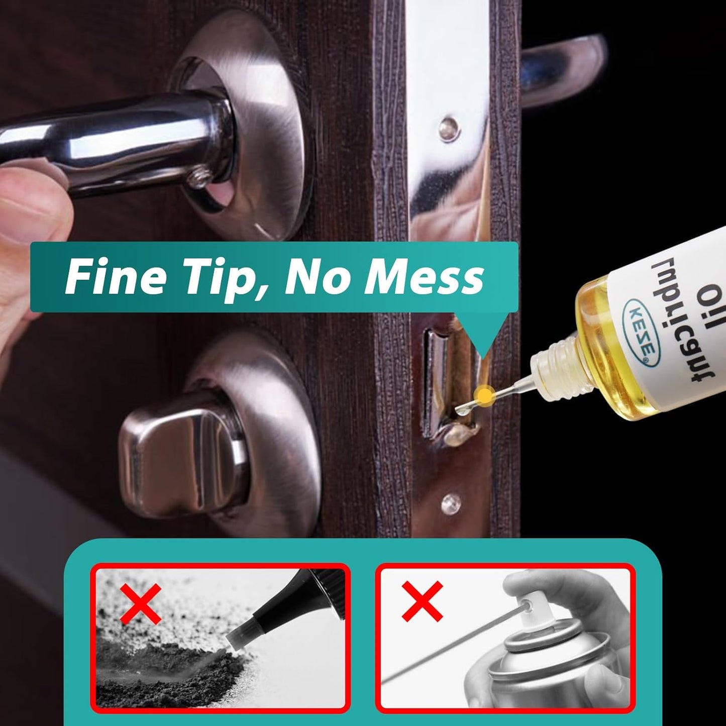 Keze Door Hinge Lubricant Door Squeaky Fix Lubricating Oil for Noise Synthetic Knife Oil Lube for Lock Hinge Hair Trimmers Knife Pivot Machine Tools Watch Keyhole with Needle Oiler 1 oz, 1 Pcs