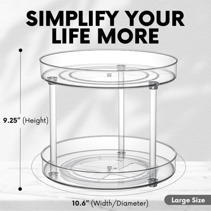 Clear Lazy Susan Organizer, Rotating Kitchen Pantry Organization and Storage, Medicine Cabinet Organizer, Lazy Susan Turntable Organizer for Cabinets, Bathroom, Refrigerator, Dresser, Spice Organizer