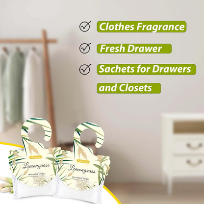 15 Packs Lemongrass Scented Sachets Bag for Drawers and Closets, Air Freshener for Home Fragrance Sachet, Long-Lasting Hanging Closet Deodorizer Smell Goods for House