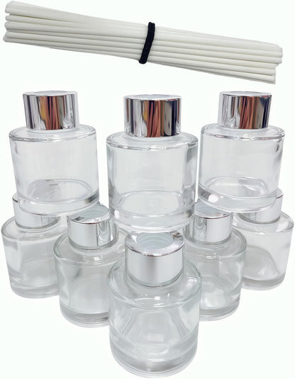 8PCS Reed Diffuser Bottles Empty, 40Pcs Reed Diffuser Stick, Diffuser Bottle Capacity 50ml (1.7oz) Diffuser Stick 3.5mm-190mm, Suitable for Home, Hotel, Restaurant, Office Aromatherapy Tasks