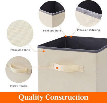 Lifewit Collapsible Fabric Storage Cubes Bins Set 11 Inch, Foldable Cubby Organizers Boxes, 6 Pack Organizing Baskets for Shelf, Closet, Utility Room, Storage Room, 18L Beige