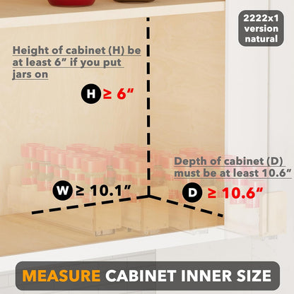 SpaceAid Bamboo Pull Out Spice Rack Organizer for Cabinet, Heavy Duty Slide Out Seasoning Kitchen Pantry Sliding Vertical Organization, 10.1" Wide, 4 Drawers(2" Wide), 1-Tier, Natural