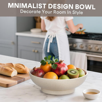 10" Decorative Bowl,Ceramic Fruit Bowl for Kitchen Counter,Coffee Table, Dining Room,Table Centerpiece Bowel,Entryway Key Holder & Jewelry Organizer(Wheat Gold)