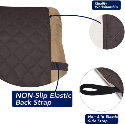 PureFit Reversible Quilted Sofa Cover, Water Resistant Slipcover Furniture Protector, Washable Couch Cover with Non Slip and Elastic Straps for Kids, Dogs, Pets (Small Recliner, Chocolate/Beige)