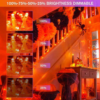 JMEXSUSS 100 LED Orange & Purple Halloween Lights - Plug in, Connectable Color Changing String Lights, 33ft Indoor/Outdoor for Halloween Party Decor & Christmas