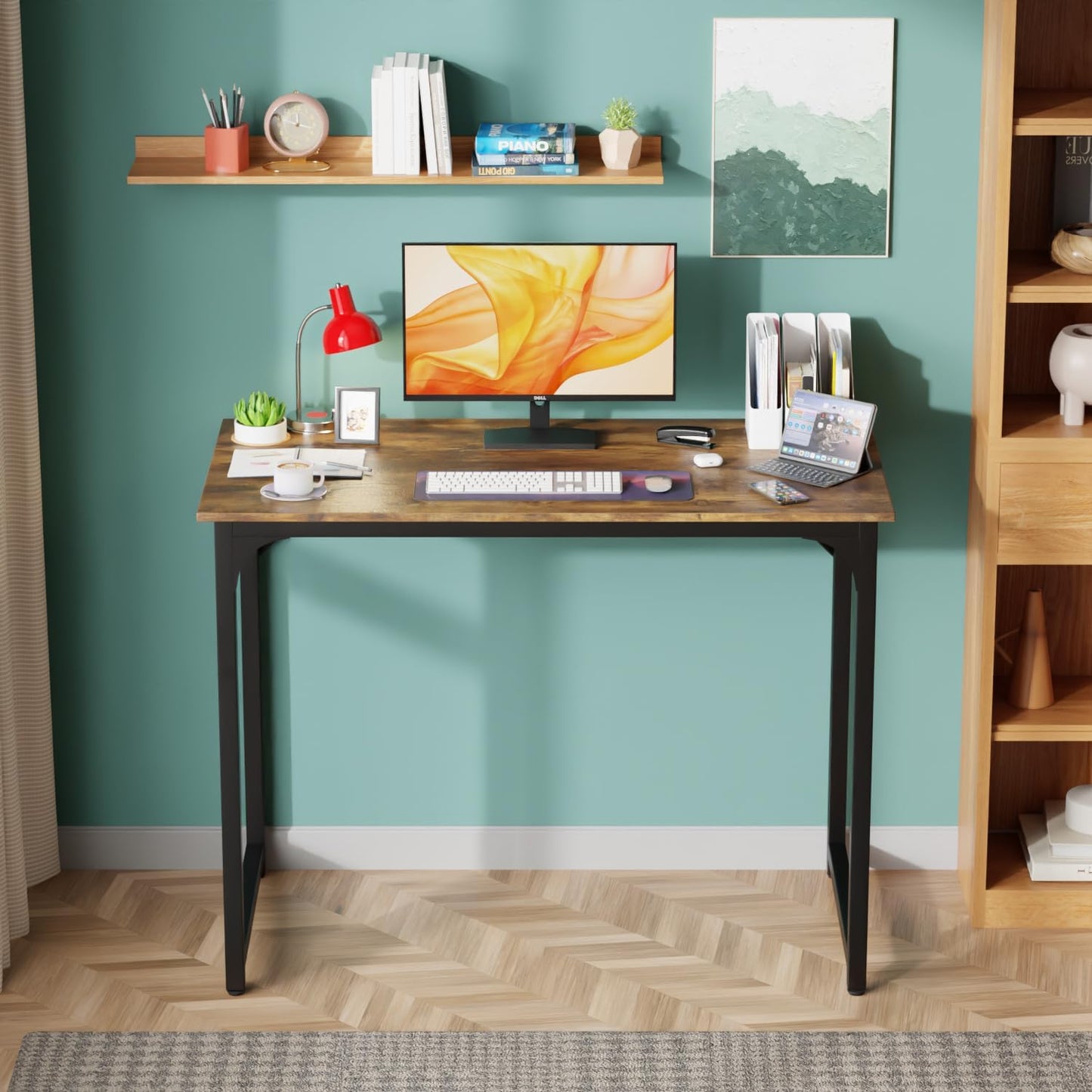 PayLessHere 32/39/47 inch Computer Desk Study Writing Table, Adjustable feet, Modern Furniture for Home Office (1, Vintage, 39 inch)