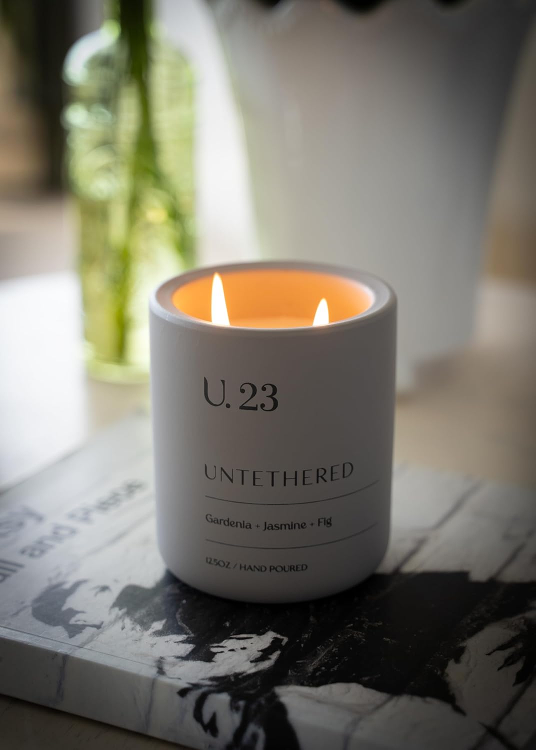 U.23 Luxury Scented Candle – Gardenia, Jasmine & Fig | Hand-Poured in USA with 100% Natural Coconut & Apricot Wax | Double Wick, Long-Lasting Aromatherapy Candle for Home, Gift & Relaxation (12.5 oz)