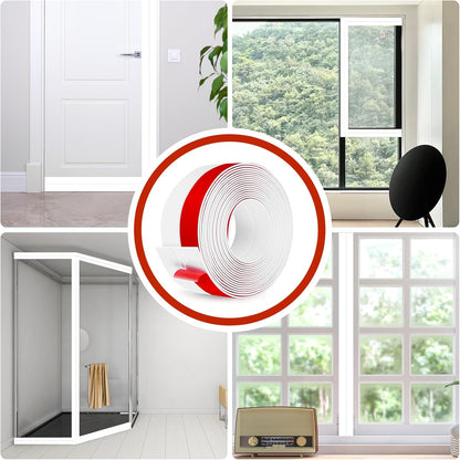 Weather Stripping Self Adhesive Door Draft Stopper Flexible Shower Door Bottom Seal Silicone Seal Strip for Sliding Glass Windows Side Gaps (White, 2 Inch Wide x 10 Feet Long)