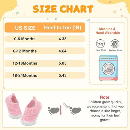 FEETCITY Baby First Walking Shoes Wide Baby Shoes Infant Sneakers Newborn Crib Shoe Barefoot Lightweight Slip On Shoe