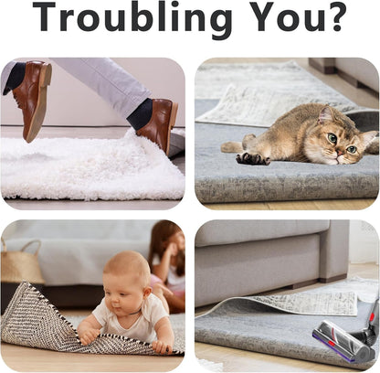 24 PCS Carpet Tape,Carpet Edge Anti - Curling Fixer, Non-Slip Carpet Pad Suitable for Tiles and Hardwood Floors (24PCS L Shape)