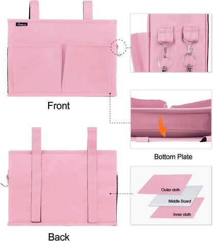 Surblue Caddy Hanging Organizer Bedside Storage Bag for Bunk and Hospital Beds, Pink, Small