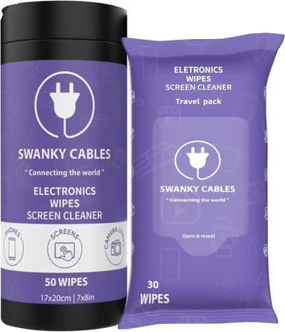 Screen Cleaner Wipes Bundle - Electronic Wipes for Screens, Computer, Phone, TV, Monitor and Lens, Tech Cleaning Supplies, Includes Microfiber Cloth - 1 Canister & 1 Soft Wipes