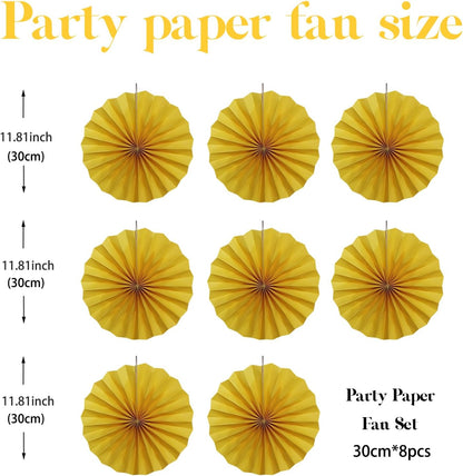 BARTHEW Yellow Birthday Decorations,DIY Yellow Paper Fans Hanging Decoration ,Party Supplies Party Fans 12in, Wedding Graduation Events Accessories 30 Color DIY Set （Yellow）