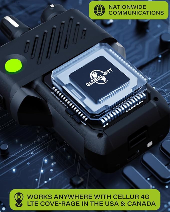 Global-PTT G6Plus 4G LTE Two-Way PoC Radios - 8800mAh Battery Nationwide Coverage Unlimited Communication Range - Metal Body Walkie Talkies (Green)